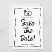 Moderne Hand Geschreven Getrokken Retro Lijst Brui Save The Date (Voorkant)
