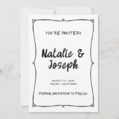 Moderne Hand Geschreven Getrokken Retro Lijst Brui Save The Date (Achterkant)