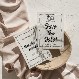 Moderne Hand Geschreven Getrokken Retro Lijst Brui Save The Date