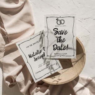 Moderne Hand Geschreven Getrokken Retro Lijst Brui Save The Date