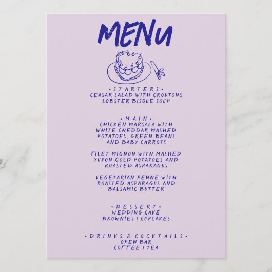 Moderne hand geschreven getrokken retro taart brui menu (Voorkant)