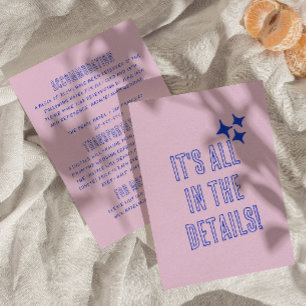 Moderne Hand geschreven kleurrijke retro bruiloft  Informatiekaartje