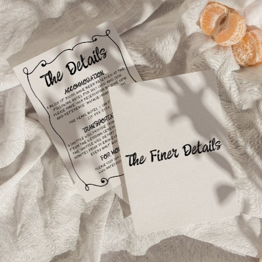 Moderne Hand geschreven Retro Lijst bruiloft detai Informatiekaartje