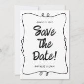 Moderne Hand geschreven Retro Unieke Lijst Bruilof Save The Date (Voorkant)