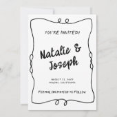 Moderne Hand geschreven Retro Unieke Lijst Bruilof Save The Date (Achterkant)