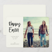 Moderne hand geschreven script Happy Pasen foto Feestdagenkaart (Voorkant / Achterkant)