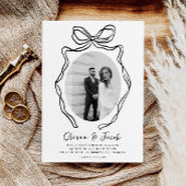 Moderne hand getekend boog grillige foto bruiloft kaart