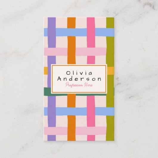 Moderne hand getekend kleurrijke geruite eigenzinn visitekaartje (Voorkant)