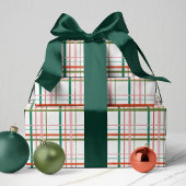 Moderne Hand getekend Roze, Rood, Groen Plaid Cadeaupapier