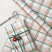 Moderne Hand getekend Roze, Rood, Groen Plaid Cadeaupapier