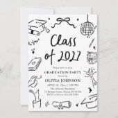 Moderne Hand Getekende Afstudeerfeest Klas van 202 Kaart (Voorkant)