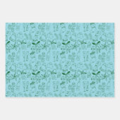 Moderne Hand Getrokken Blauw Groen Kerstfeest Inpakpapier Vel (Voorkant 3)