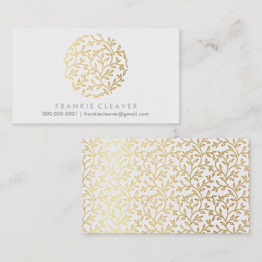 MODERNE HAND GETROKKEN BLOEMBLAADpatroon spot goud Visitekaartje (Voorkant / Achterkant)