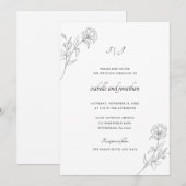 Moderne Hand Getrokken Bloemen Huwelijk Kaart (Voorkant / Achterkant)