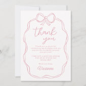 Moderne Hand Getrokken Boog Roze Meisje Verjaardag Bedankkaart (Voorkant)