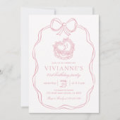 Moderne Hand Getrokken Boog Roze Meisje Verjaardag Kaart (Voorkant)