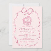 Moderne Hand Getrokken Boog Roze Meisje Verjaardag Kaart (Voorkant)