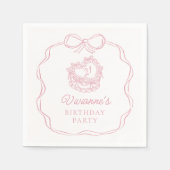 Moderne Hand Getrokken Boog Roze Meisje Verjaardag Servet (Voorkant)