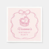 Moderne Hand Getrokken Boog Roze Meisje Verjaardag Servet (Voorkant)