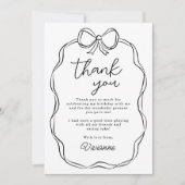 Moderne Hand Getrokken Boog Zwart Meisje Verjaarda Bedankkaart (Voorkant)