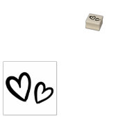 Moderne hand getrokken borstel harten | Houten mot Rubberstempel (Gestempeld)