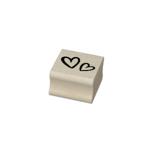 Moderne hand getrokken borstel harten   Houten mot Rubberstempel