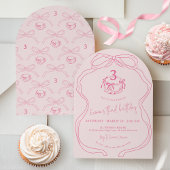 Moderne Hand Getrokken Bow Roze Meisje Verjaardags Kaart