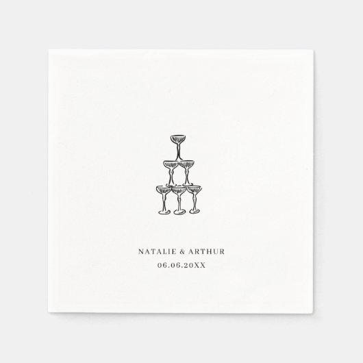 Moderne Hand getrokken bruiloft Servet (Voorkant)