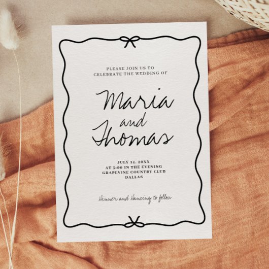 Moderne Hand Getrokken bruiloft Uitnodiging