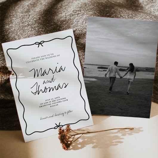 Moderne Hand Getrokken bruiloft Uitnodiging