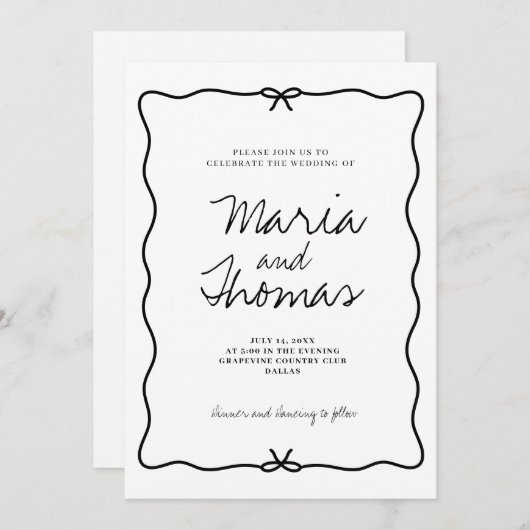 Moderne Hand Getrokken bruiloft Uitnodiging (Voorkant / Achterkant)