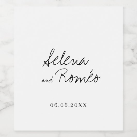 Moderne Hand getrokken bruiloft Wijn Etiket (Enkel label)