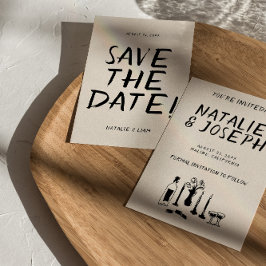 Moderne Hand getrokken Champagne Retro eigenzinnig Save The Date