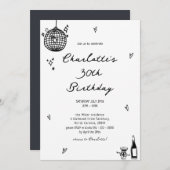 Moderne Hand Getrokken Discobal 30e Verjaardag Kaart (Voorkant / Achterkant)