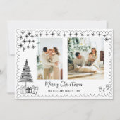 Moderne Hand getrokken Doodle Foto Vrolijk Kerstmi Feestdagenkaart (Voorkant)