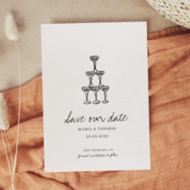 Moderne Hand Getrokken Huwelijk Save the Date