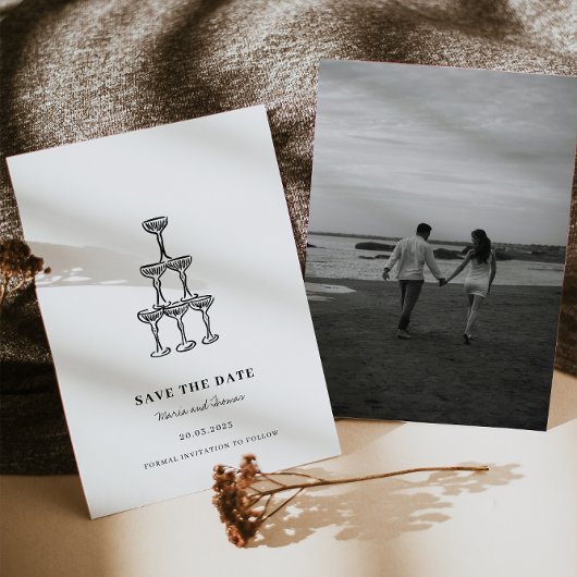 Moderne Hand Getrokken Huwelijk Save the Date