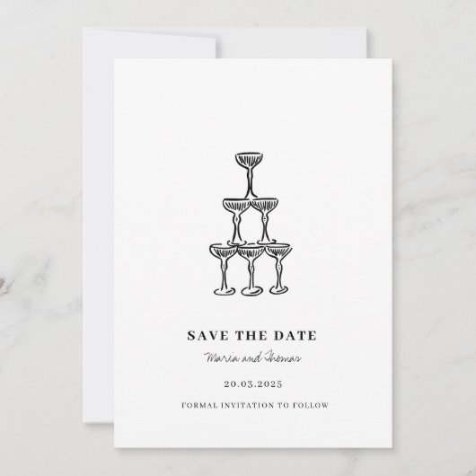 Moderne Hand Getrokken Huwelijk Save the Date (Voorkant)