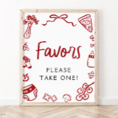 Moderne Hand getrokken Italiaanse Pizza Favorieten Poster