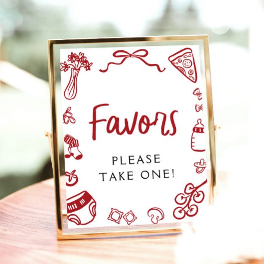 Moderne Hand getrokken Italiaanse Pizza Favorieten Poster