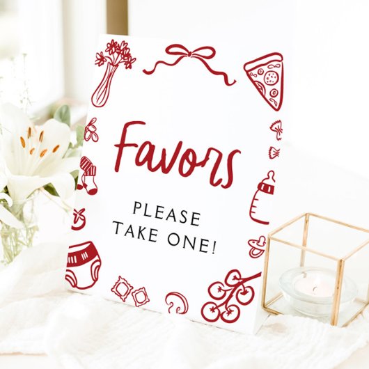 Moderne Hand getrokken Italiaanse Pizza Favorieten Reclamebord Met Voetstuk