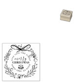 Moderne Hand getrokken Kerstmis krans retour adres Rubberstempel (Gestempeld)