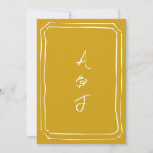 Moderne Hand Getrokken Mosterd Gele Huwelijk Kaart (Achterkant)