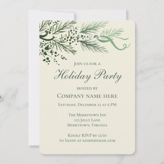 Moderne Hand getrokken Pine Corporate Holiday Part Kaart (Voorkant)