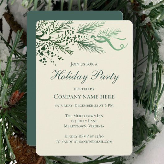 Moderne Hand getrokken Pine Corporate Holiday Part Kaart