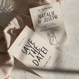Moderne Hand getrokken romantische retro unieke br Save The Date