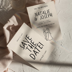 Moderne Hand getrokken romantische retro unieke br Save The Date