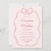 Moderne Hand Getrokken Roze Boog Huwelijk Kaart (Voorkant)