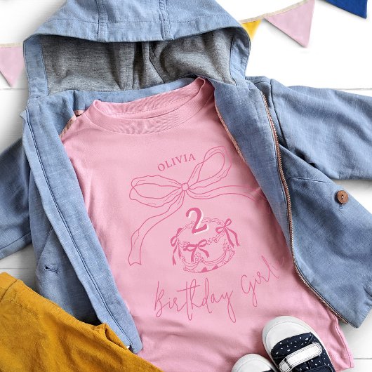 Moderne Hand Getrokken Roze Bow Cake Verjaardagsfe