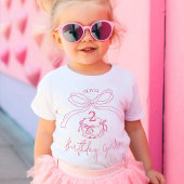 Moderne Hand Getrokken Roze Bow Cake Verjaardagsfe